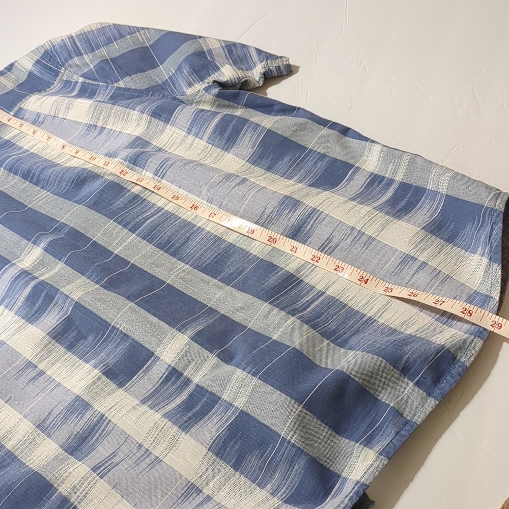 Tommy Bahama Button Up Collared Short Sleeve Blue and withe men size L - Picture 10 of 10